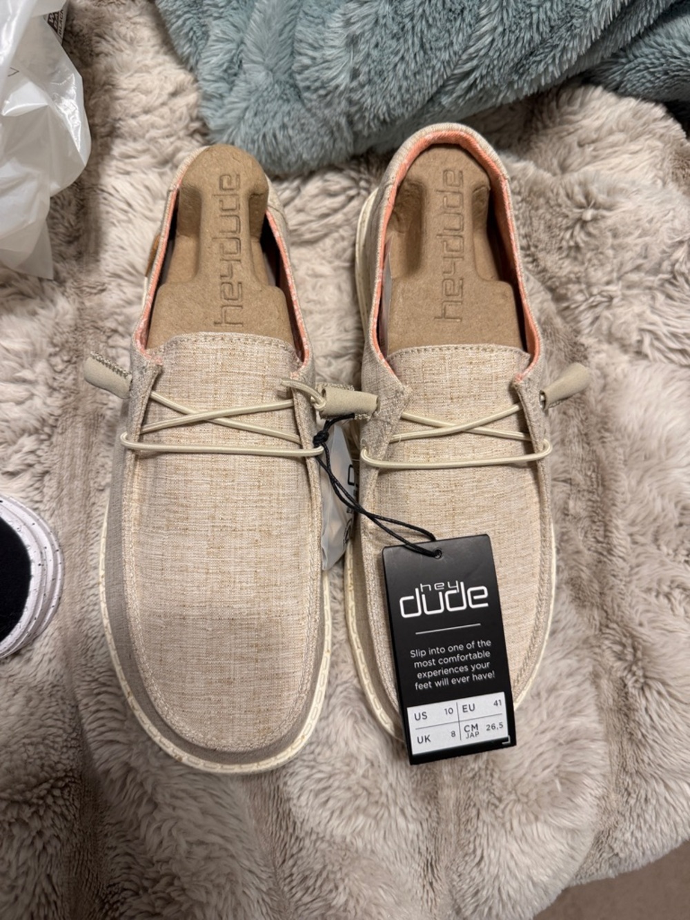 Hey Dude women's  Natural Beige Canvas Slip-On Loafers